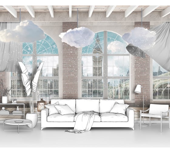 Фотообои город "Вид Лондона из окна помещения в стиле лофт" 300x205 ШxВ ООО Первое ателье pw94638-3 1