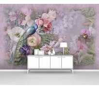 Фотообои цветы птицы "Павлин в цветах" 300x205 ШxВ ООО Первое ателье pw94641-3