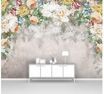 Фотообои лофт "Различные цветы на серой стене" 400x300 ШxВ ООО Первое ателье pw141400-4