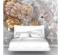 Фотообои 3d абстракции "Цветы на белом фоне с жемчугом" 200x160 ШxВ ООО Первое ателье pw98648-2