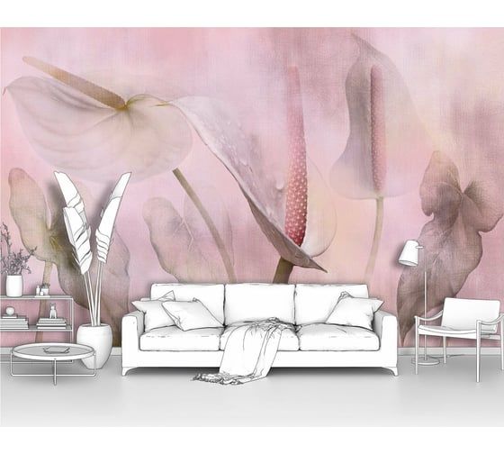 Фотообои цветы "Каллы в розовом тумане" 200x125 ШxВ ООО Первое ателье pw98642-2 1