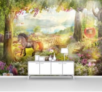 Фотообои "Слон и конь в сказочном лесу" 400x300 ШxВ ООО Первое ателье pw141453-4