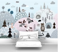 Фотообои "Коллекция Woodland-рисованный лес с животными" 400x270 ШxВ ООО Первое ателье pw109504-4
