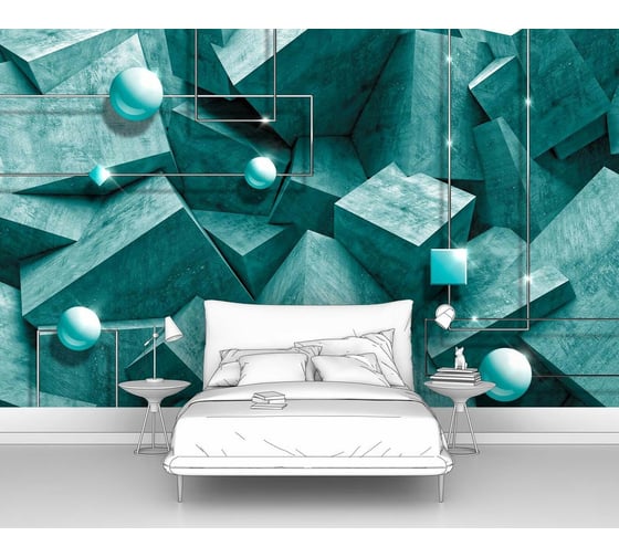 Фотообои 3d абстракции лофт "Бетонные блоки с шарами" 400x245 ШxВ ООО Первое ателье pw141415-4 1