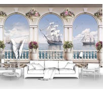 Фотообои море "Вид на парусники с террасы" 400x250 ШxВ ООО Первое ателье pw93990-4