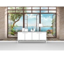 Фотообои море окно "Панорама моря из открытого окна" 400x220 ШxВ ООО Первое ателье pw94764-4
