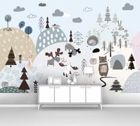 Фотообои "Аппликационный лес с животными" 300x205 ШxВ ООО Первое ателье pw109505-3