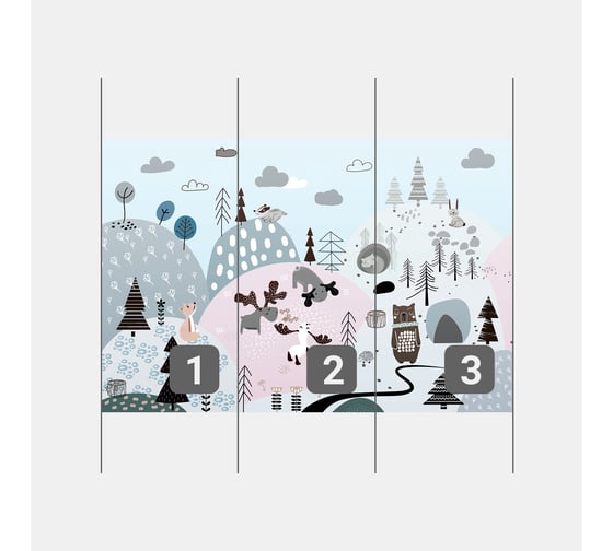 Фотообои "Коллекция Woodland-рисованный лес с животными" 300x205 ШxВ ООО Первое ателье pw109504-3