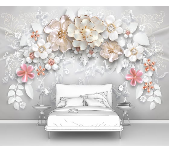 Фотообои абстракции цветы "Венок из искусственных цветов" 300x205 ШxВ ООО Первое ателье pw141432-3 1