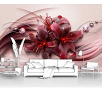 Фотообои 3d абстракции цветы "Бордовые бархатные лилии" 300x195 ШxВ ООО Первое ателье pw140488-3