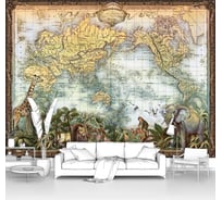 Фотообоии подростков "Старинная карта мира с животными" 135x100 ШxВ ООО Первое ателье pw140603-1