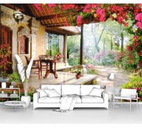 Фотообои "Столик на террасе в уютном саду" 200x140 ШxВ ООО Первое ателье pw141261-2