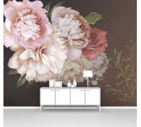 Фотообои цветы "Пионы на коричневом фоне" 125x100 ШxВ ООО Первое ателье pw93960-1
