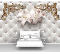 Фотообои абстракции цветы "Две лилии и вензели на коже" 300x210 ШxВ ООО Первое ателье pw94010-3