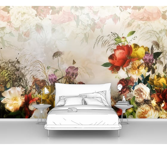 Фотообои цветы "Цветочная композиция из пионов и роз" 300x205 ШxВ ООО Первое ателье pw93971-3 1