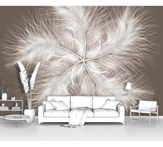 Фотообои абстракции перья "Пять перьев в форме звезды" 300x205 ШxВ ООО Первое ателье pw94012-3 1