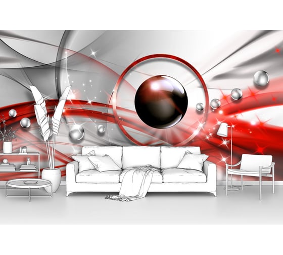 Фотообои 3d абстракции "Металлический шар в круге" 300x160 ШxВ ООО Первое ателье pw141499 -3 1