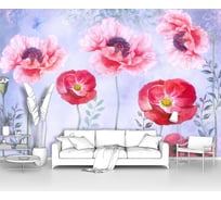 Фотообои цветы "Большие акварельные маки на фиолетовом фоне" 150x100 ШxВ ООО Первое ателье pw94076-1