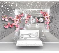 Фотообои 3d абстракции "Веточки вишни с пузырями в тоннеле" 145x100 ШxВ ООО Первое ателье pw141389-1