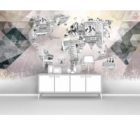 Фотообои карта мира "Континенты из газетных вырезок" 195x100 ШxВ ООО Первое ателье pw140597-1