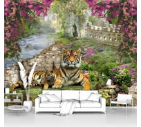 Фотообои животные "Большой тигр на зеленой поляне" 300x240 ШxВ ООО Первое ателье pw28768-3