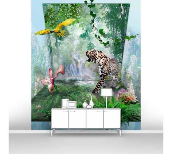 Фотообои животные "Попугай с гепардом" 200x240 ШxВ ООО Первое ателье pw72093-2 1