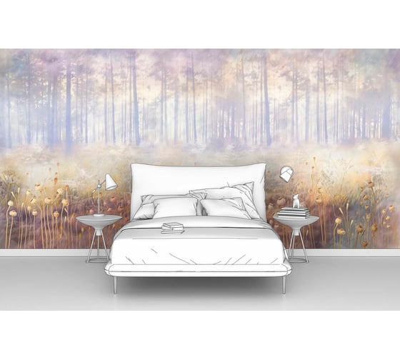 Фотообои лес в тумане "Осенний туманный лес" 200x100 ШxВ ООО Первое ателье pw97390-2 1