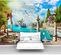 Фотообои море "Парусники в бухте и набережная" 135x100 ШxВ ООО Первое ателье pw78684-1