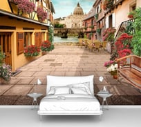 Фотообои город "Солнечный день в маленьком городке" 135x100 ШxВ ООО Первое ателье pw28702-1