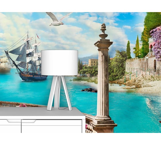 Фотообои море "Парусники в бухте и набережная" 400x300 ШxВ ООО Первое ателье pw78684-4