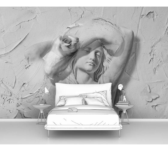 Фотообои лофт "Портрет девушки нарисованной на штукатурке" 300x205 ШxВ ООО Первое ателье pw97371-3 1