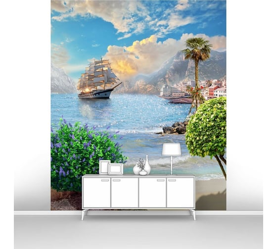 Фотообои море "Бриг в бухте" 200x240 ШxВ ООО Первое ателье pw69507-2 1