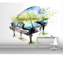 Фотообои "Нарисованный рояль в цветах" 145x100 ШxВ ООО Первое ателье pw28635-1