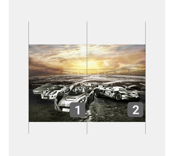 Фотообои машина "Спортивные автомобили на закате" 200x130 ШxВ ООО Первое ателье pw28808-2
