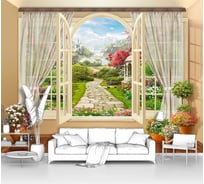 Фотообои окно "Вид из комнаты на дорожку в парке" 400x300 ШxВ ООО Первое ателье pw70443-4