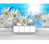 Фотообои "Картинка с большими ромашками и лодкой" 200x100 ШxВ ООО Первое ателье pw28774-2