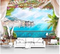 Фотообои море "Балкон на юге" 135x100 ШxВ ООО Первое ателье pw70476-1