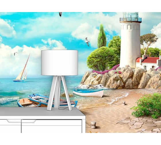 Фотообои море "Лодки и яхты у маяка" 200x140 ШxВ ООО Первое ателье pw70473-2