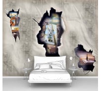 Фотообои абстракции лофт "Разорванное полотно с лицами" 125x100 ШxВ ООО Первое ателье pw28577-1