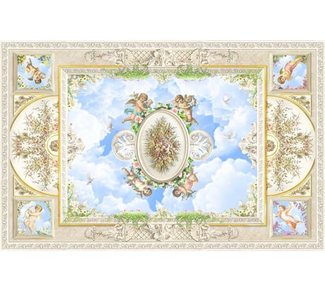 Фотообои на потолок "Тропинка в лесу к избушке" 200x130 ШxВ ООО Первое ателье pw94507-2