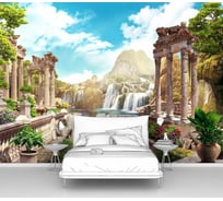 Фотообои горы "Водопады и античная архитектура" 200x145 ШxВ ООО Первое ателье pw70603-2