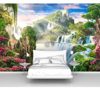 Фотообои горы "Замок на горе с водопадами" 400x270 ШxВ ООО Первое ателье pw70602-4