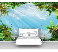 Фотообои птицы "Небо с пальмами и птицами" 150x100 ШxВ ООО Первое ателье pw94529-1