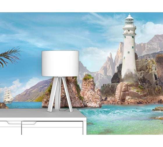 Фотообои ООО Первое ателье море "Маяк в бухте" 200x100 см pw94494-2