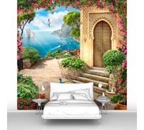 Фотообои птицы "Павлин на пороге восточного дома" 200x200 ШxВ ООО Первое ателье pw143900-2