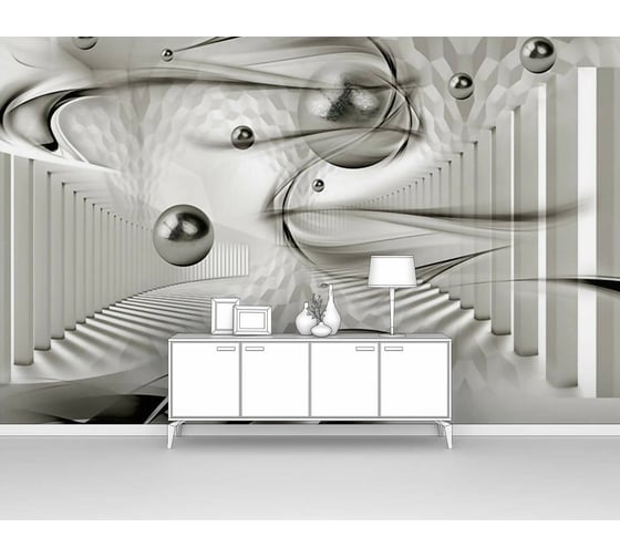 Фотообои 3d абстракции "Шары парящие в тоннеле" 200x125 ШxВ ООО Первое ателье pw135979-2 1