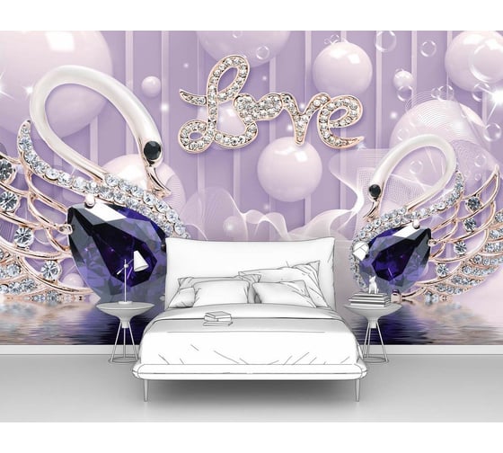 Фотообои "Два лебедя Love" 300x190 ШxВ ООО Первое ателье pw97813-3 1