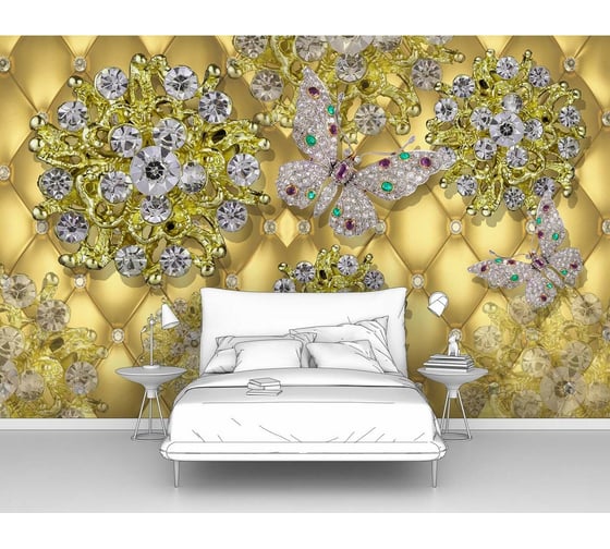 Фотообои 3d абстракции "Цветы бриллианты" 400x250 ШxВ ООО Первое ателье pw94886-4 1