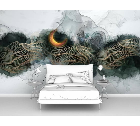 Фотообои абстракции "Луна в абстрактных горах" 200x120 ШxВ ООО Первое ателье pw139174-2 1