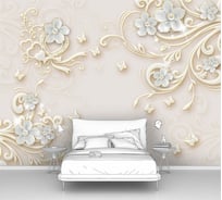 Фотообои 3d абстракции цветы "Объемные цветы c завитушками" 135x100 ШxВ ООО Первое ателье pw94730-1